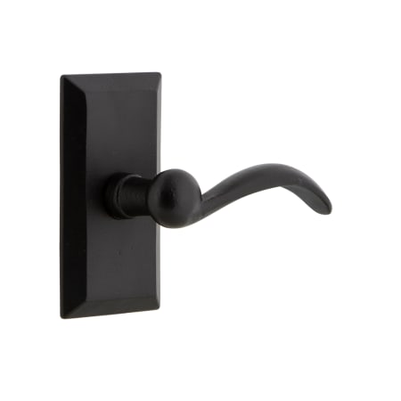 Ageless Iron Vale  - Rustic Farmhouse Cast Iron Right Handed Non-Turning One Sided Dingle Dummy Door Lever with Tine Lever Black Iron