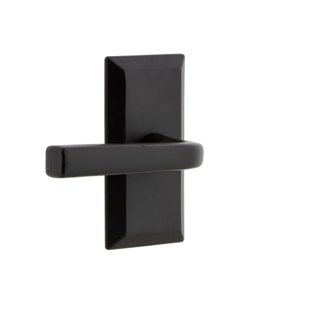 Ageless Iron Vale  - Rustic Cast Iron Left Handed Passage Door Lever Set with Lance Lever and 2-3/8" Backset Black Iron