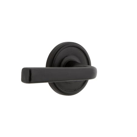 Ageless Iron Loch - Rustic Cast Iron Left Handed Passage Door Lever Set with Lance Lever and 2-3/4" Backset Black Iron