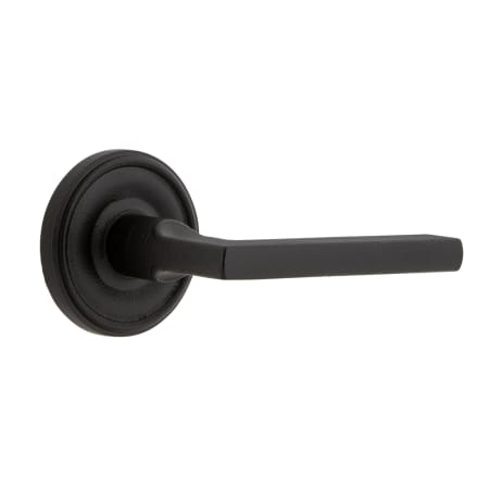 Ageless Iron Loch - Rustic Cast Iron Right Handed Privacy Door Lever Set with Dirk Lever and 2-3/8" Backset Black Iron
