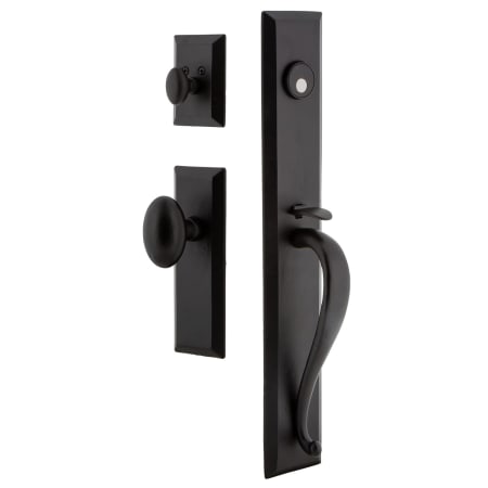 Ageless Iron Keep - Rustic Farmhouse Cast Iron Full Plate Dummy Door Handle Set with Interior Trim and Aeg Egg Knob Black Iron