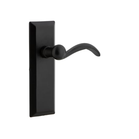 Ageless Iron Keep - Rustic Cast Iron Right Handed Privacy Door Lever Set with Tine Lever and 2-3/4" Backset Black Iron