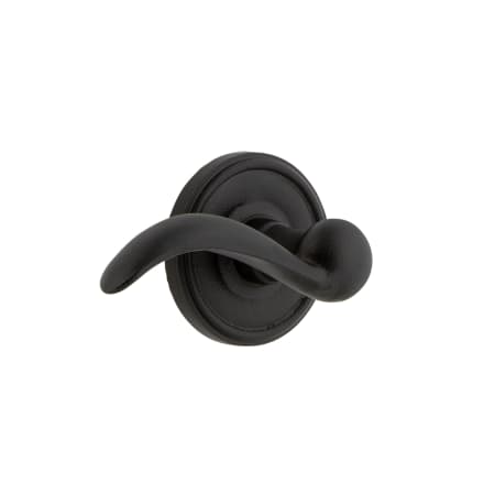 Ageless Iron Loch - Rustic Cast Iron Left Handed Passage Door Lever Set with Tine Lever and 2-3/8" Backset Black Iron