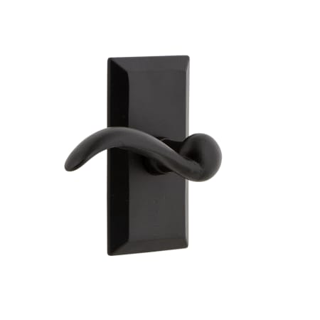 Ageless Iron Vale  - Rustic Cast Iron Left Handed Privacy Door Lever Set with Tine Lever and 2-3/4" Backset Black Iron