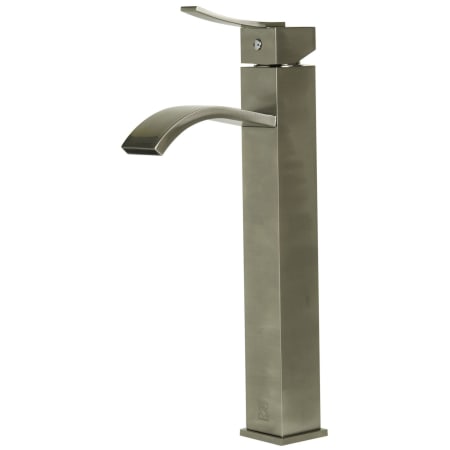 ALFI brand Tall Square Body Curved Spout Single Lever Bathroom Faucet Brushed Nickel