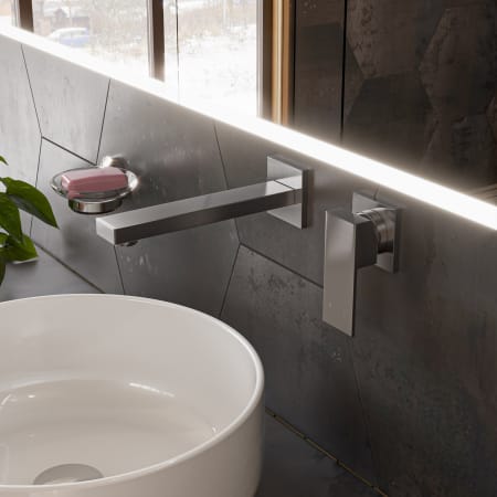 ALFI brand 1.2 GPM Wall Mounted Mini Widespread Bathroom faucet Brushed Nickel