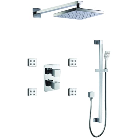 ALFI brand Thermostatic Shower System with Shower Head, Hand Shower, Slide Bar, Bodysprays, Shower Arm, Hose, and Valve Trim Polished Chrome