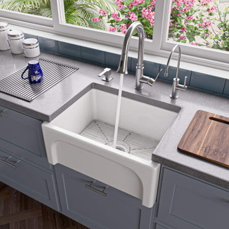 ALFI brand 24" Single Basin Arched Apron Thick Wall Farmhouse Fireclay Kitchen Sink White