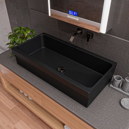 ALFI brand 35-1/2" Farmhouse Single Basin Fireclay Kitchen Sink Black Matte