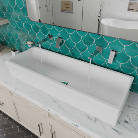 ALFI brand 48" Fireclay Bathroom Trough Sink for Vessel or Undermount Installations White