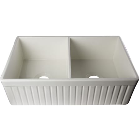 ALFI brand 19-7/8" Double Basin Farmhouse Fireclay Kitchen Sink Biscuit