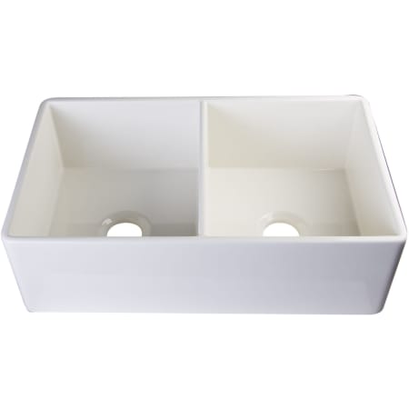 ALFI brand 32 Inch Smooth Double Bowl Fireclay Farmhouse Kitchen Sink Biscuit