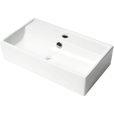 ALFI brand 21-3/8" Rectangular Porcelain Wall Mounted Bathroom Sink with Overflow and 1 Faucet Holes at 0" Centers White