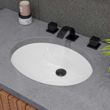 ALFI brand 22-1/2" Oval Porcelain Undermount Bathroom Sink with Overflow and 0 Faucet Holes at 0" Centers White