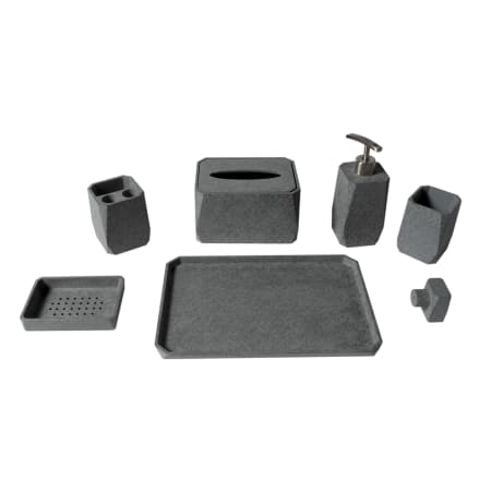 ALFI brand 7 Piece Bathroom Package with Soap Dish, Liquid Soap Dispenser, Concrete Tray, Cup, Toothbrush Cup, Tissue Box Container, and Towel Hook Concrete