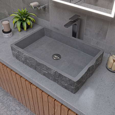 ALFI brand 24" Rectangular Concrete Vessel Bathroom Sink Grey Matte