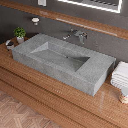 ALFI brand 40" Rectangular Concrete Vessel Bathroom Sink Grey Matte