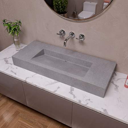 ALFI brand 48" Rectangular Concrete Vessel Bathroom Sink Grey Matte