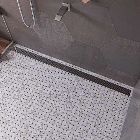 ALFI brand 59" Stainless Steel Linear Shower Drain with Groove Lines Brushed Stainless Steel
