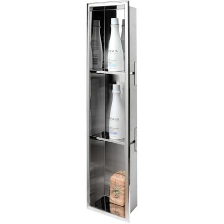 ALFI brand 8" x 36" Stainless Steel Recessed Shower Niche with Vertical Triple Shelf Polished Stainless Steel