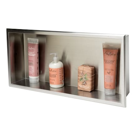 ALFI brand 24" x 12" Stainless Steel Recessed Shower Niche with Horizontal Single Shelf Brushed Stainless Steel