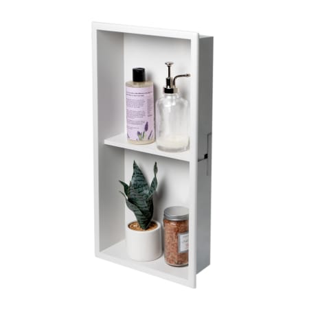 ALFI brand 12" x 24" Stainless Steel Shower Niche with Double Verticle Shelf Matte White
