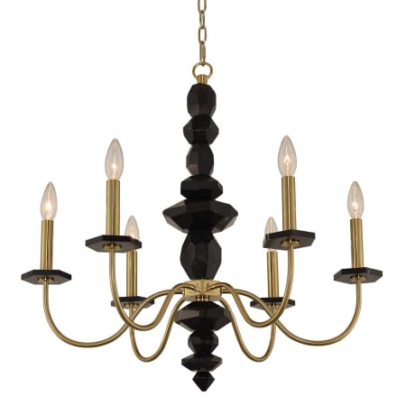 Allegri Piedra 6 Light 26" Wide Taper Candle Style Chandelier Brushed Brass