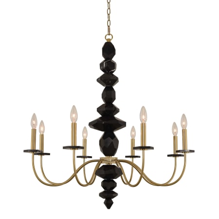 Allegri Piedra 8 Light 34" Wide Taper Candle Style Chandelier Brushed Brass