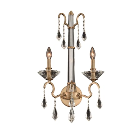 Allegri Valencia 2 Light 25" Tall Wall Sconce with Firenze Crystal Brushed Champagne Gold