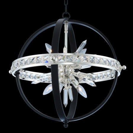 Allegri Angelo 23" Wide Pendant with Firenze Crystal Matte Black / Polished Silver