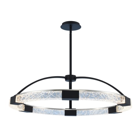 Allegri Athena 32" Wide LED Ring Chandelier with Firenze Crystal Matte Black / Polished Nickel