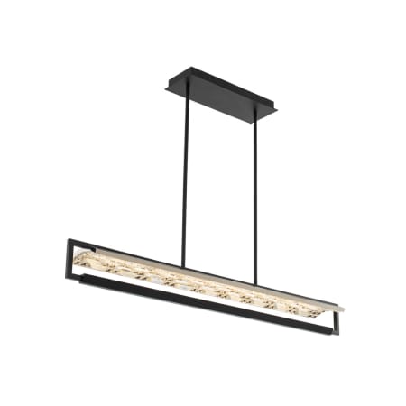 Allegri Capuccio 46" Wide LED Crystal Linear Chandelier Matte Black / Chrome