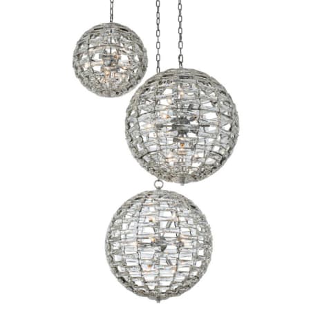 Allegri Alta 33 Light 48" Wide Crystal Multi Light Pendant - (1) 18" and (2) 26" Spheres Polished Chrome