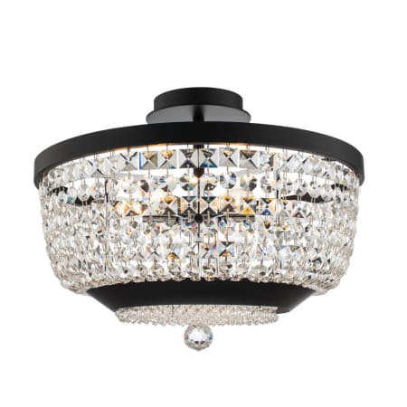 Allegri Terzo 6 Light 18" Wide Semi-Flush Bowl Ceiling Fixture Matte Black / Polished Chrome / Clear Firenze