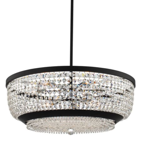 Allegri Terzo 9 Light 28" Wide Crystal Pendant Matte Black / Polished Chrome / Clear Firenze