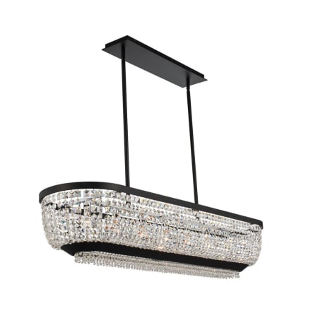 Allegri Terzo 7 Light 48" Wide Crystal Linear Chandelier Matte Black / Polished Chrome / Clear Firenze