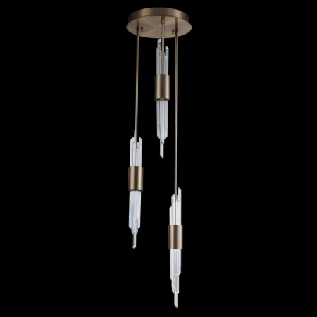 Allegri Lucca 14" Wide LED Crystal Multi Light Pendant Brushed Champagne Gold