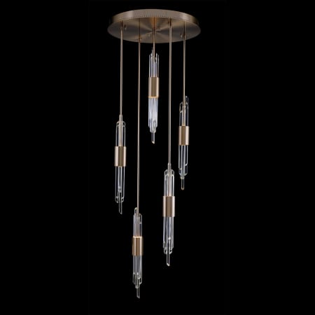 Allegri Lucca 24" Wide LED Crystal Multi Light Pendant Brushed Champagne Gold