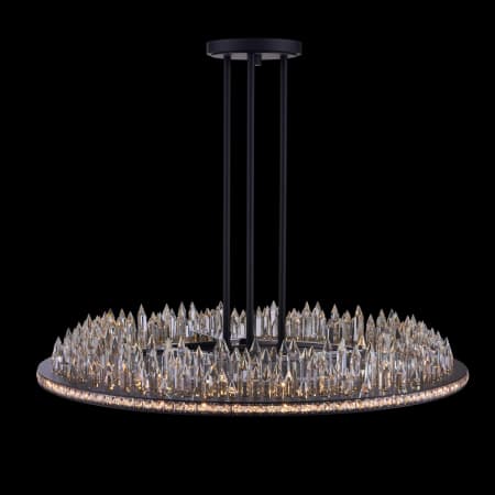 Allegri Orizzonte 36" Wide LED Crystal Ring Chandelier Matte Black