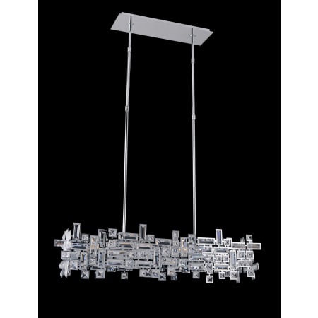 Allegri Vermeer 6 Light 35" Wide Crystal Linear Chandelier Chrome with Clear Crystals