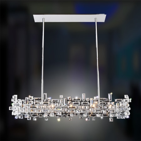 Allegri Vermeer 44" Wide Linear Chandelier with Firenze Crystal Brushed Champagne Gold