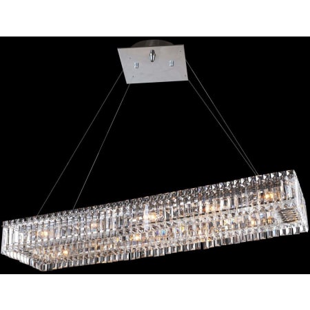 Allegri Baguette 12 Light 43" Wide Crystal Linear Pendant Chrome