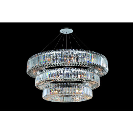 Allegri Quantum Rondelle 39 Light Three Tier Chandelier Chrome with Clear Crystals