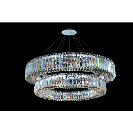 Allegri Quantum Rondelle 21 Light Two Tier Chandelier Chrome with Clear Crystals