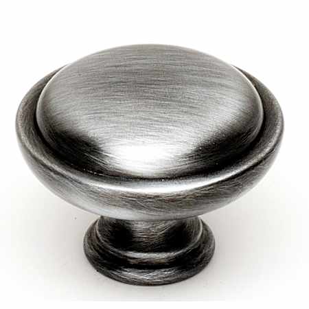 Alno Knobs 1-1/4" Rustic Round Lipped Solid Brass Mushroom Cabinet Knob / Drawer Knob Antique Pewter