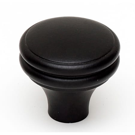 Alno Knobs 1-1/4" Ringed Round Solid Brass Cabinet Knob / Drawer Knob Matte Black
