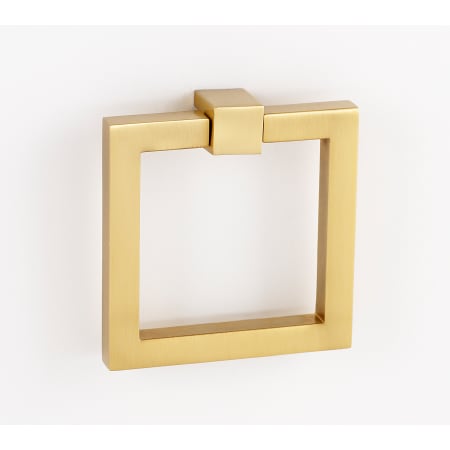 Alno Modern 3" Square Solid Brass Cabinet Ring Pull with Square Mount Satin Brass