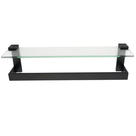 Alno Linear 24" Wide Solid Brass Modern Bathroom Towel Rod Bar with Upper Glass Shelf Matte Black