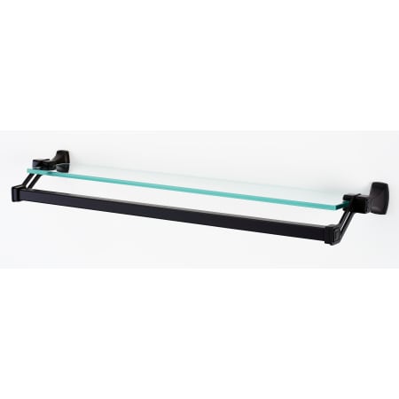 Alno Cube Modern 26" W Solid Brass Towel Bar with Glass Shelf Bronze