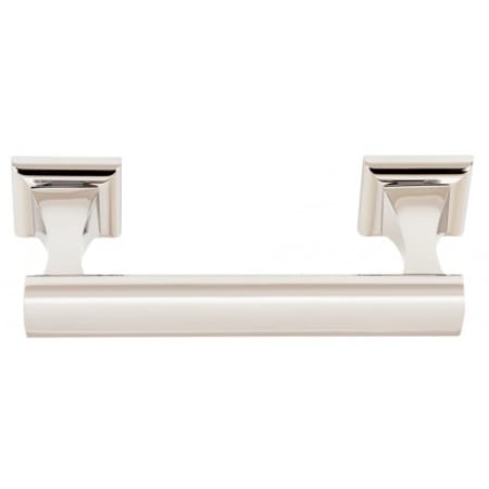 Alno Manhattan 8-1/4" Wide Solid Brass Modern Swinging Bar Easy Load Toilet Paper Holder Polished Nickel